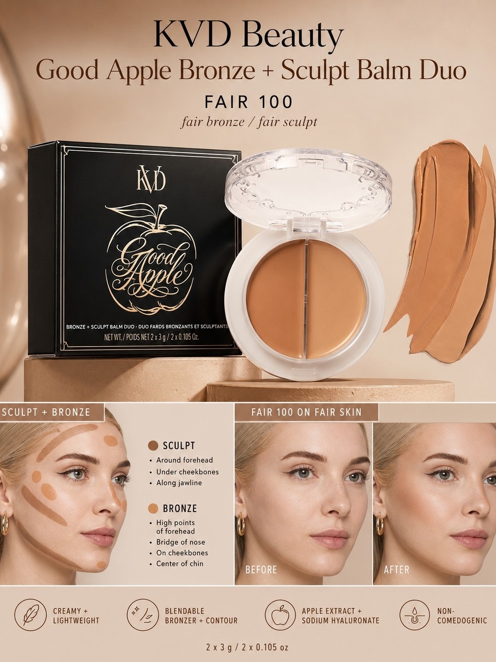 KVD Beauty Good Apple Bronze + Sculpt Balm Duo – Fair 100